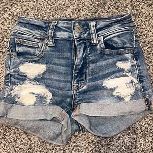 american eagle hi rise shortie shorts